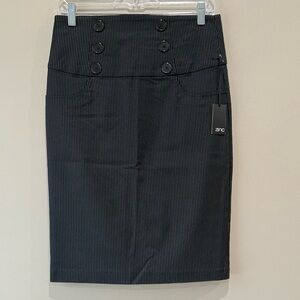 Zinc Y2K Black White Pinstripe Pencil Skirt 90s Stretch Sz 11 NWT